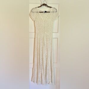Elegant Cream Lace Maxi Dress